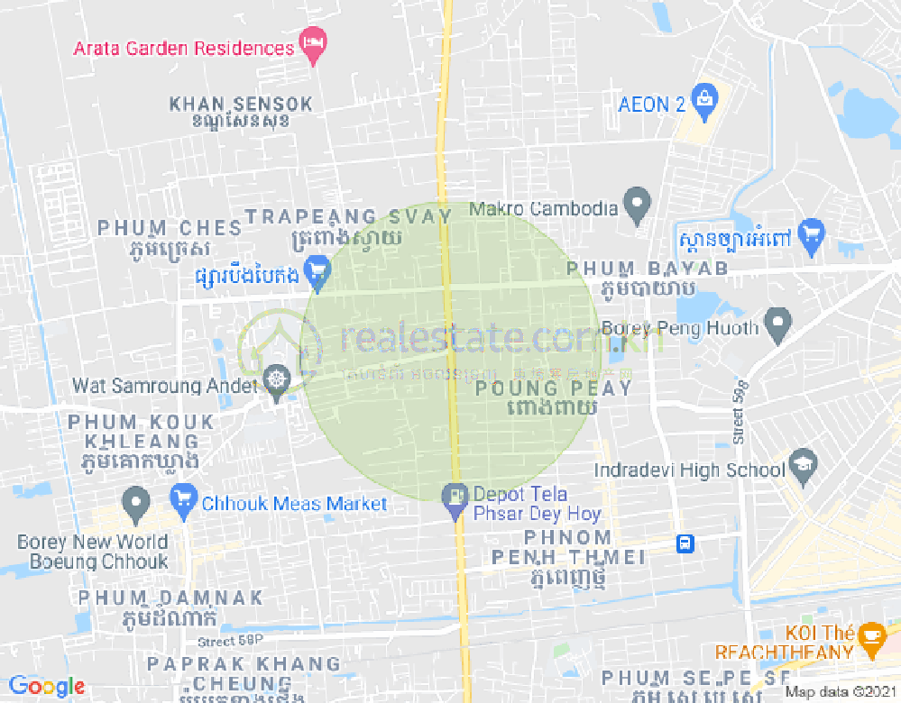 Mapa: Khmuonh, Sen Sok, Phnom Penh