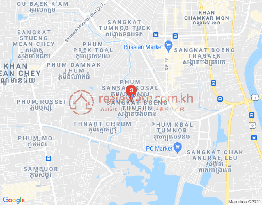Boeung Tumpun分区, 棉芷区, 金边地图