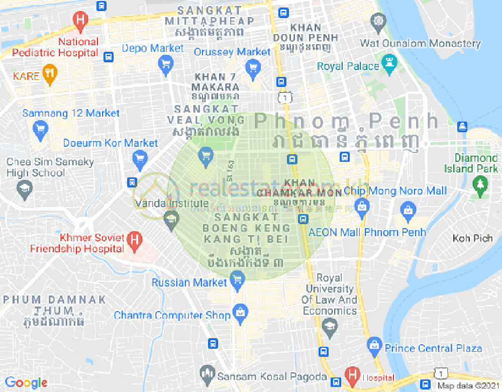 Mapa: Chak Angrae Kraom, Meanchey, Phnom Penh