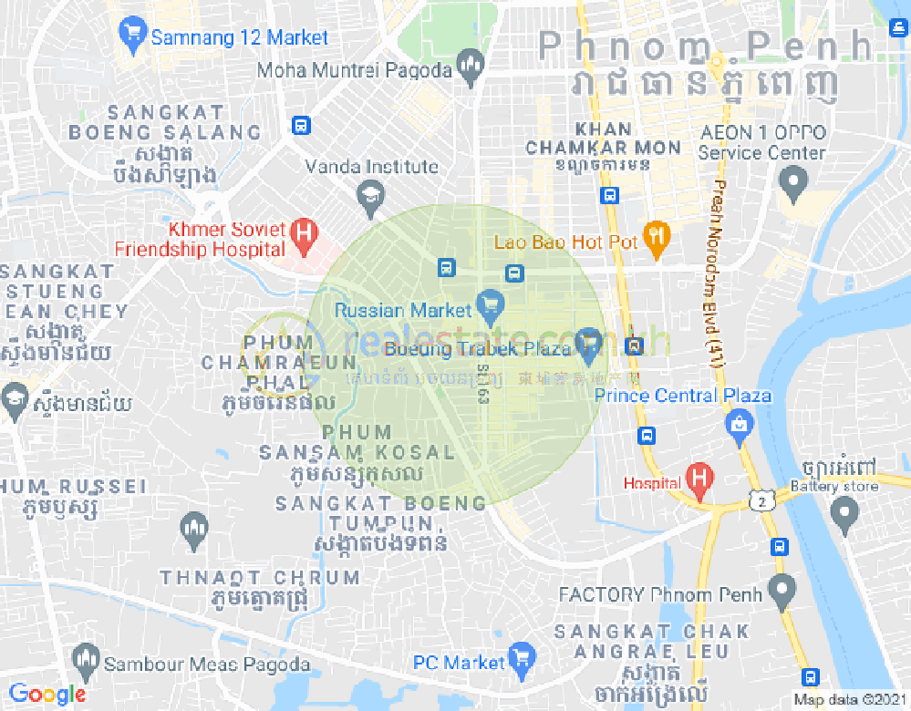 万景岗1分区（BKK1), 波哥堪, 金边地图