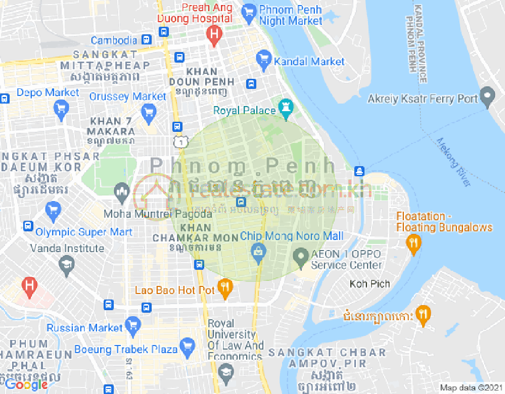 Dabest Properties, BKK 2, ボンケンコン, プノンペンの地図