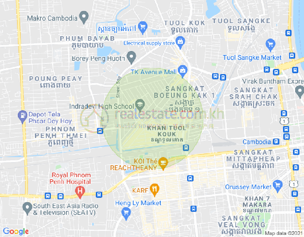 Map of Boeung Kak 2, Toul Kork, Phnom Penh