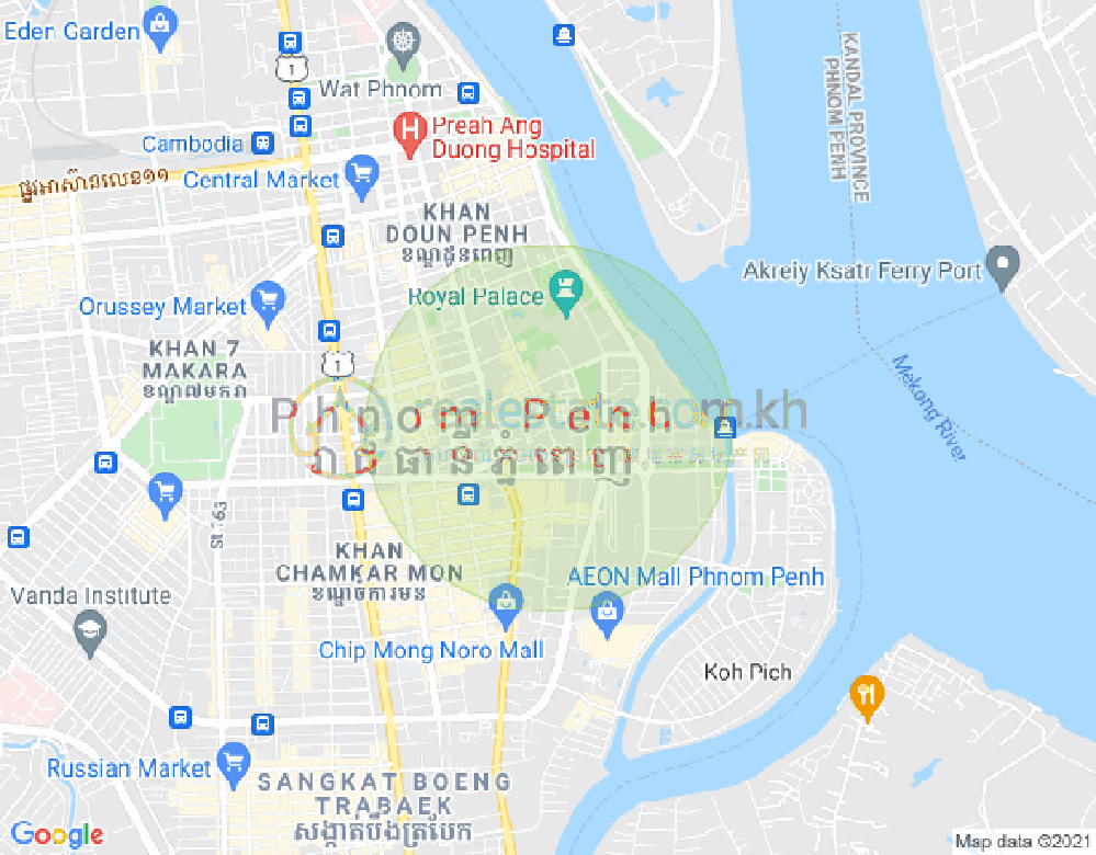 Map of Chakto Mukh, Daun Penh, Phnom Penh