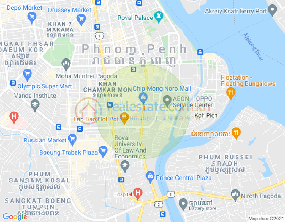 Map of BKK 1, Boeng Keng Kang, Phnom Penh