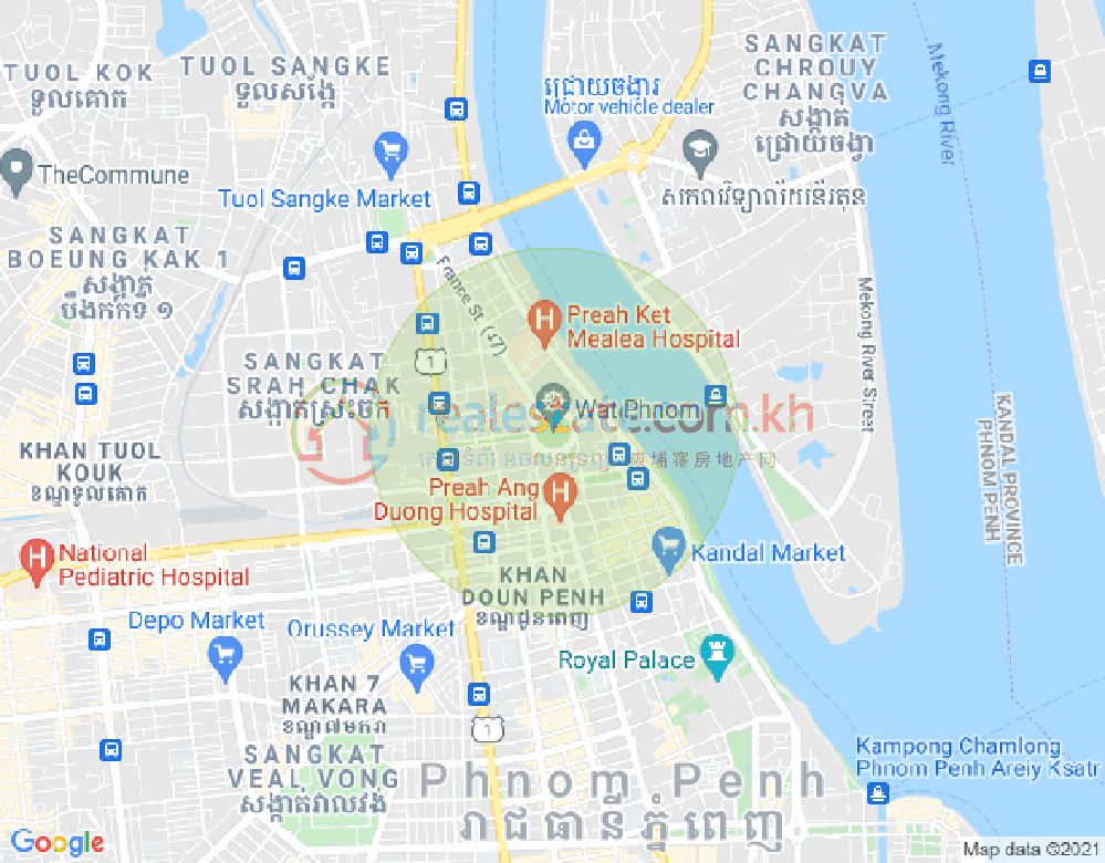 ផែនទី វត្តភ្នំ, ដូនពេញ, ភ្នំពេញ