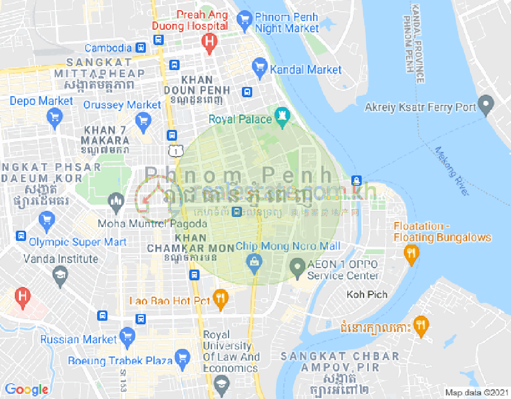 Mapa: Properties Dabest, BKK 1, Boeng Keng Kang, Phnom Penh