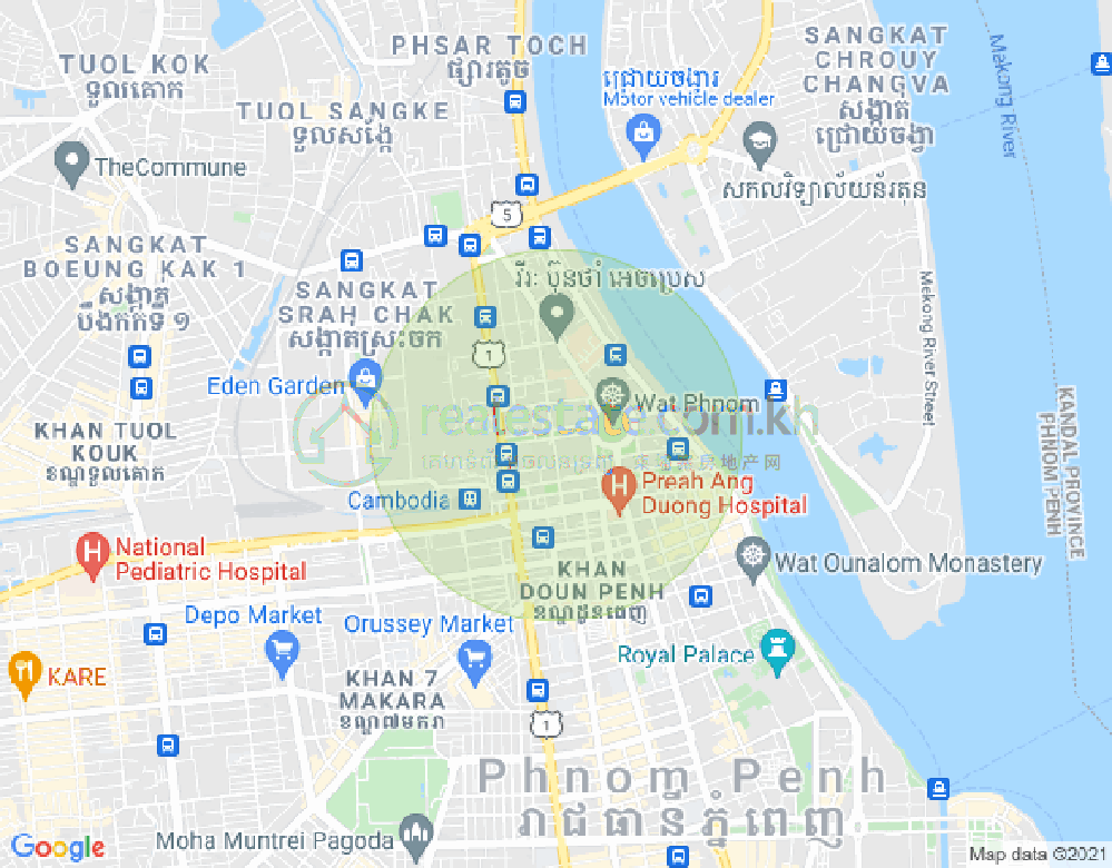 Map of Wat Phnom, Daun Penh, Phnom Penh