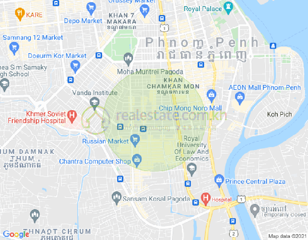 BKK 3, ボンケンコン, プノンペンの地図