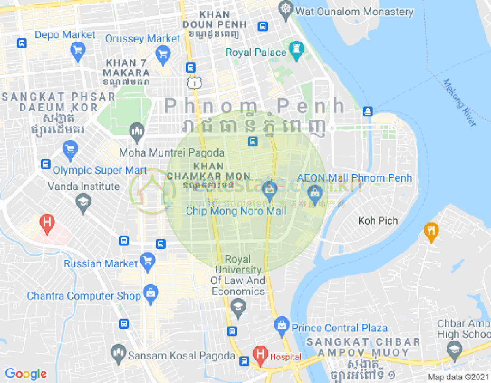 万景岗1分区（BKK1), 波哥堪, 金边地图