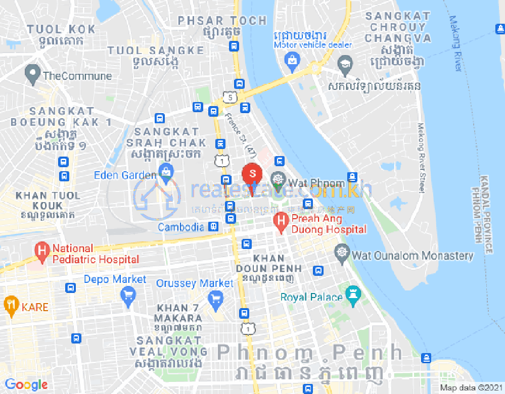 Mapa: Phsar Chas, Daun Penh, Phnom Penh