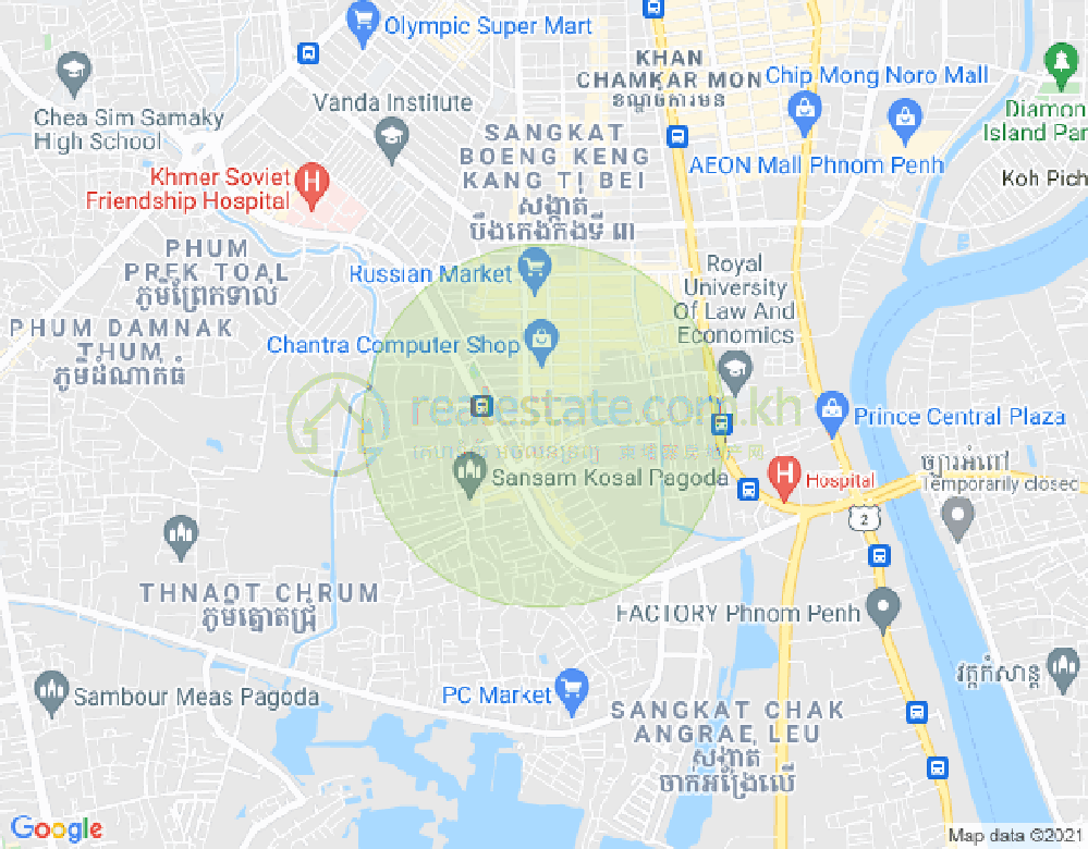 Carte de Toul Tum Poung 1, Chamkarmon, Phnom Penh