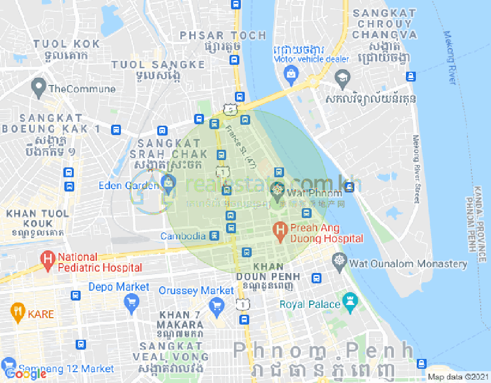 Mapa: Properties Dabest, Boeng Reang, Daun Penh, Phnom Penh