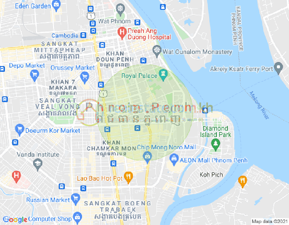 四臂湾分区, 隆边区, 金边地图