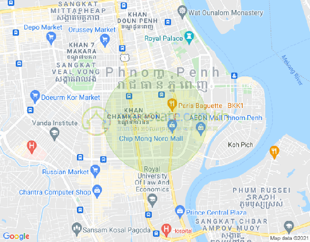 Map of BKK 1, Boeng Keng Kang, Phnom Penh