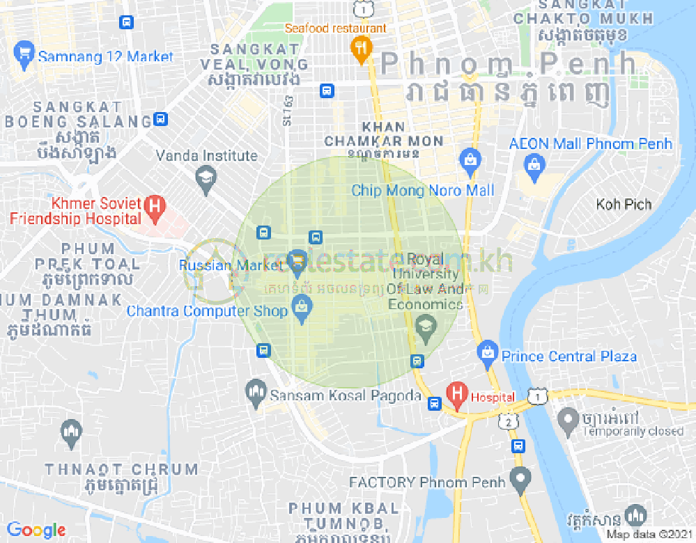 Map of Toul Tum Poung 1, Chamkarmon, Phnom Penh