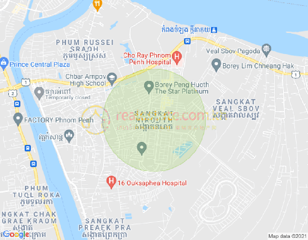 Mapa: Nirouth, Chbar Ampov, Phnom Penh