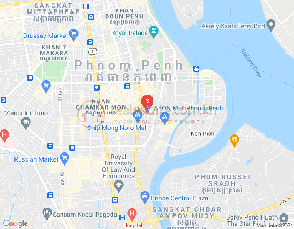ផែនទី ទន្លេបាសាក់, ចំការមន, ភ្នំពេញ