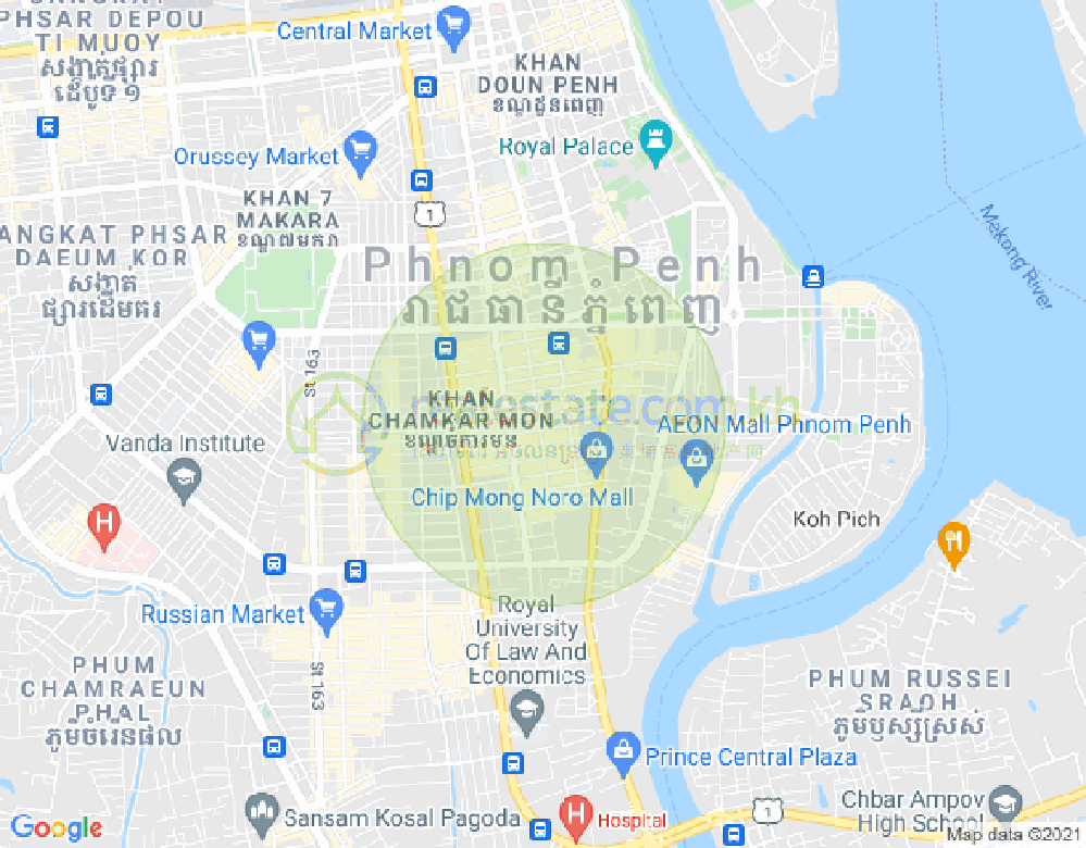 万景岗1分区（BKK1), 波哥堪, 金边地图