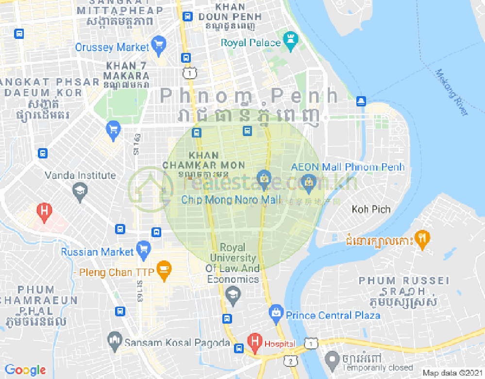 万景岗1分区（BKK1), 波哥堪, 金边地图