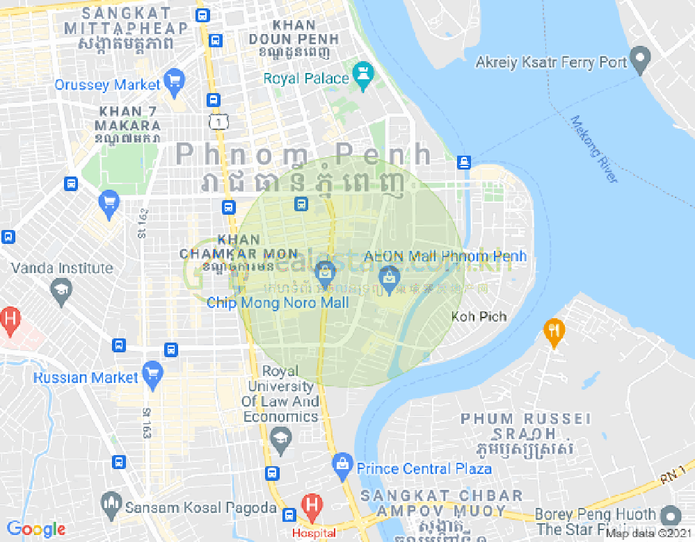 BKK 1, ボンケンコン, プノンペンの地図