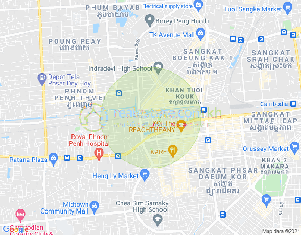 Map of Boeung Kak 2, Toul Kork, Phnom Penh