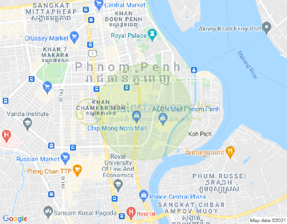 トンレバサック, チャムカモン, プノンペンの地図