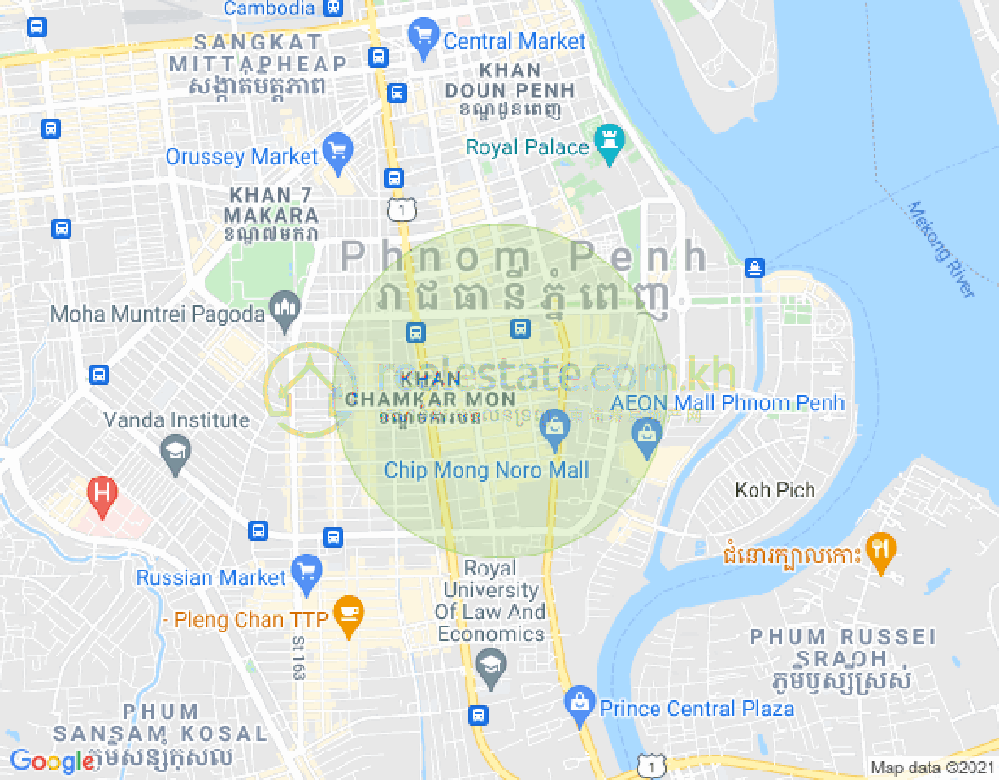 BKK 1, ボンケンコン, プノンペンの地図