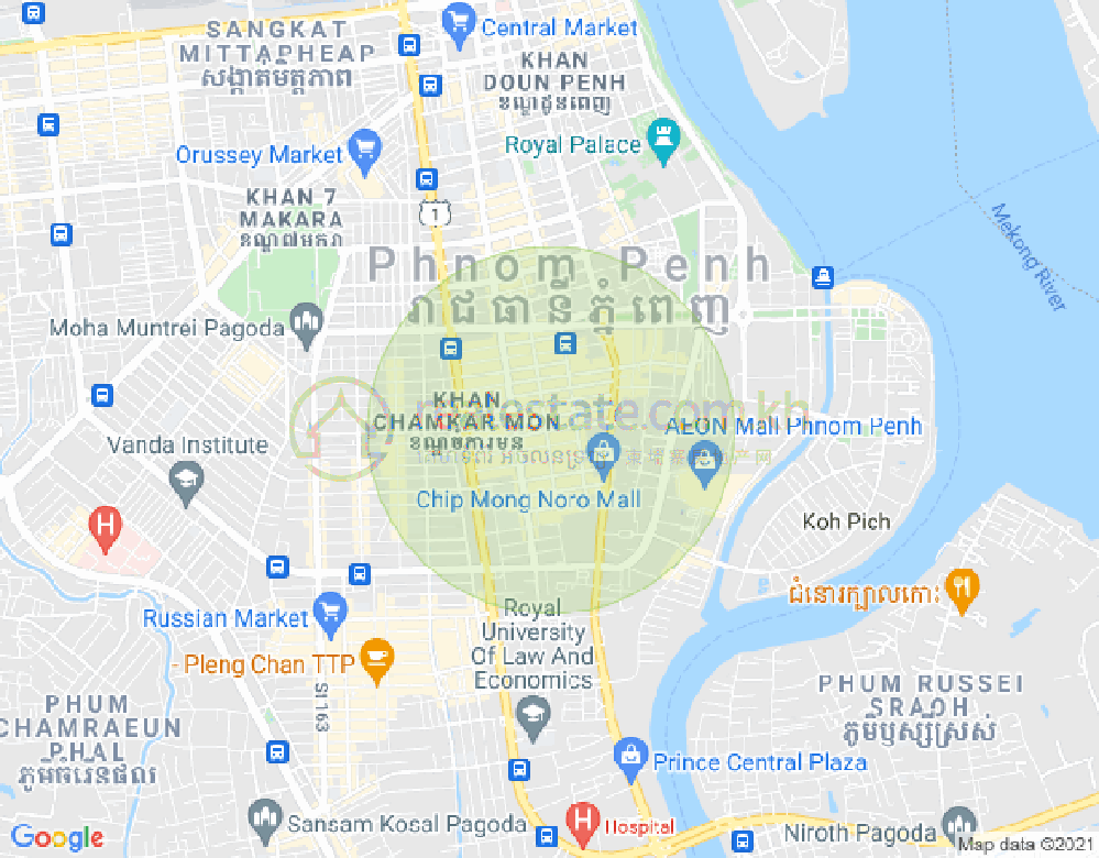 万景岗1分区（BKK1), 波哥堪, 金边地图