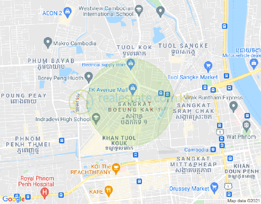Mapa: Boeung Kak 1, Toul Kork, Phnom Penh