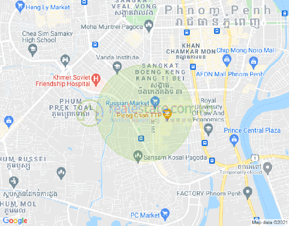 Map of Toul Tum Poung 1, Chamkarmon, Phnom Penh