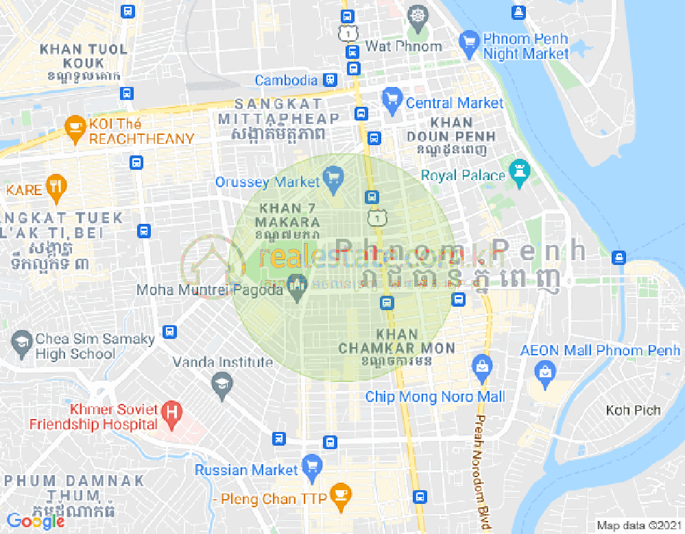 Mapa: Veal Vong, 7 Makara, Phnom Penh
