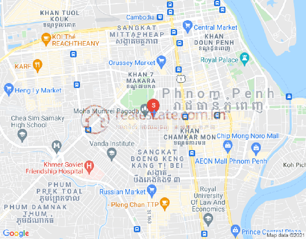 万景岗3分区（BKK3), 波哥堪, 金边地图