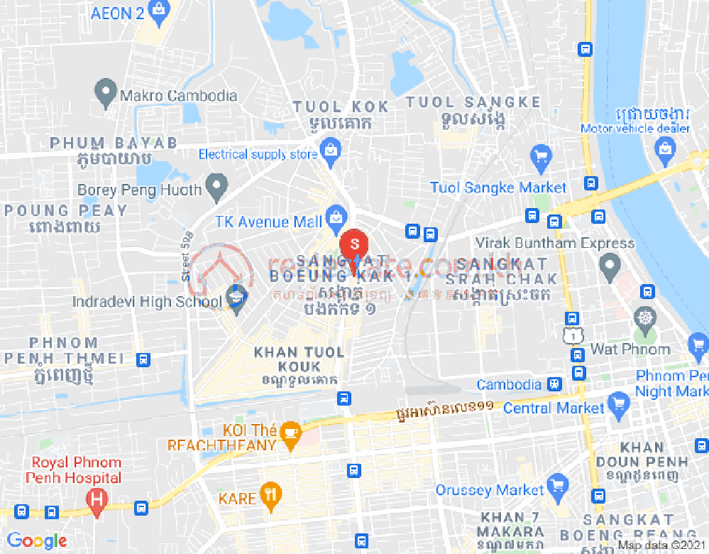Map of Boeung Kak 1, Toul Kork, Phnom Penh