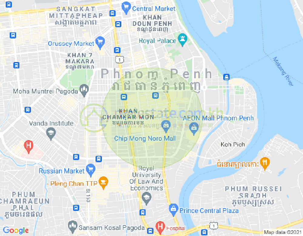 BKK 1, ボンケンコン, プノンペンの地図