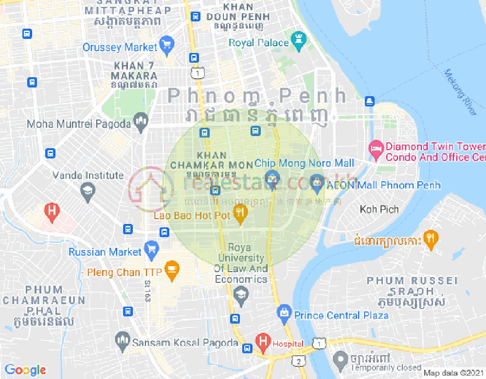 万景岗1分区（BKK1), 波哥堪, 金边地图