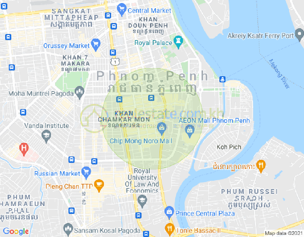 BKK 1, ボンケンコン, プノンペンの地図