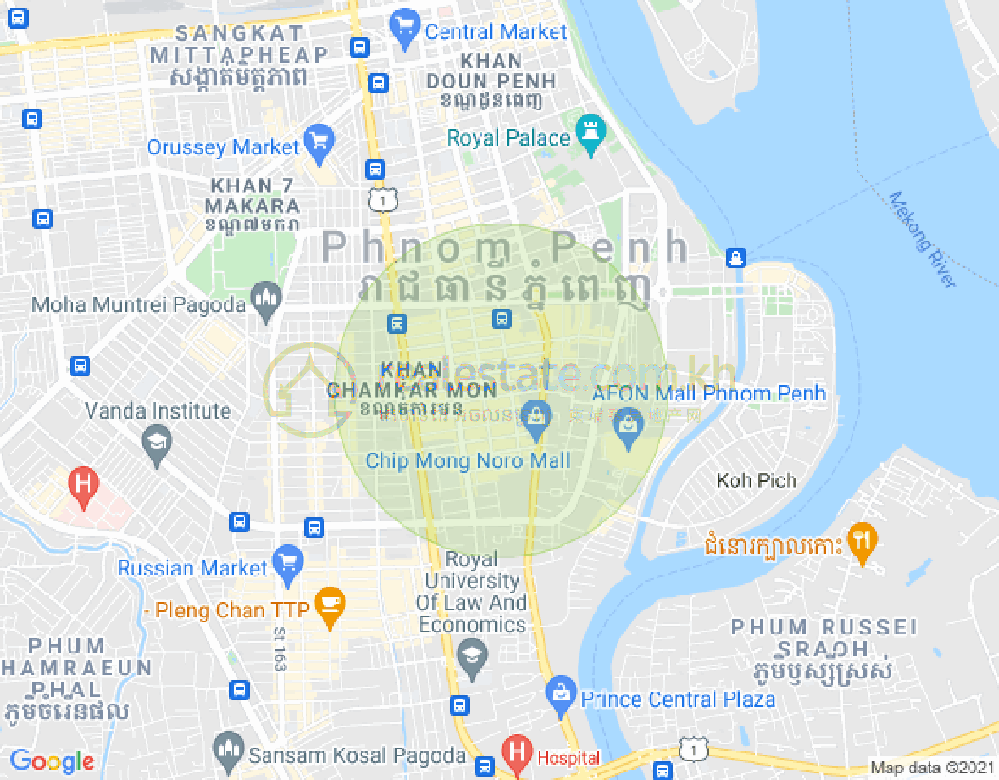 BKK 1, ボンケンコン, プノンペンの地図