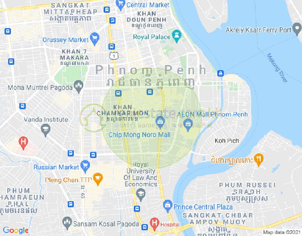 BKK 1, ボンケンコン, プノンペンの地図