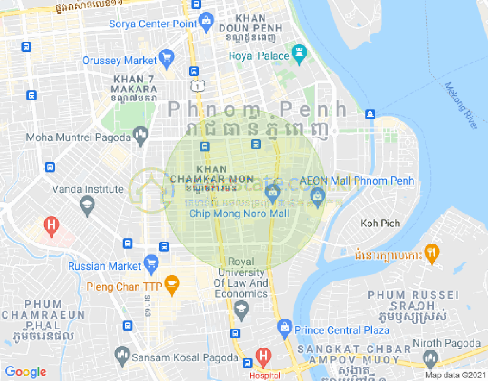 BKK 1, ボンケンコン, プノンペンの地図