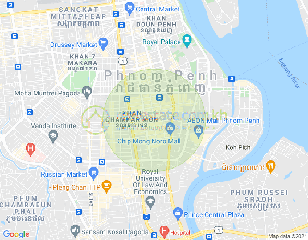 万景岗1分区（BKK1), 波哥堪, 金边地图