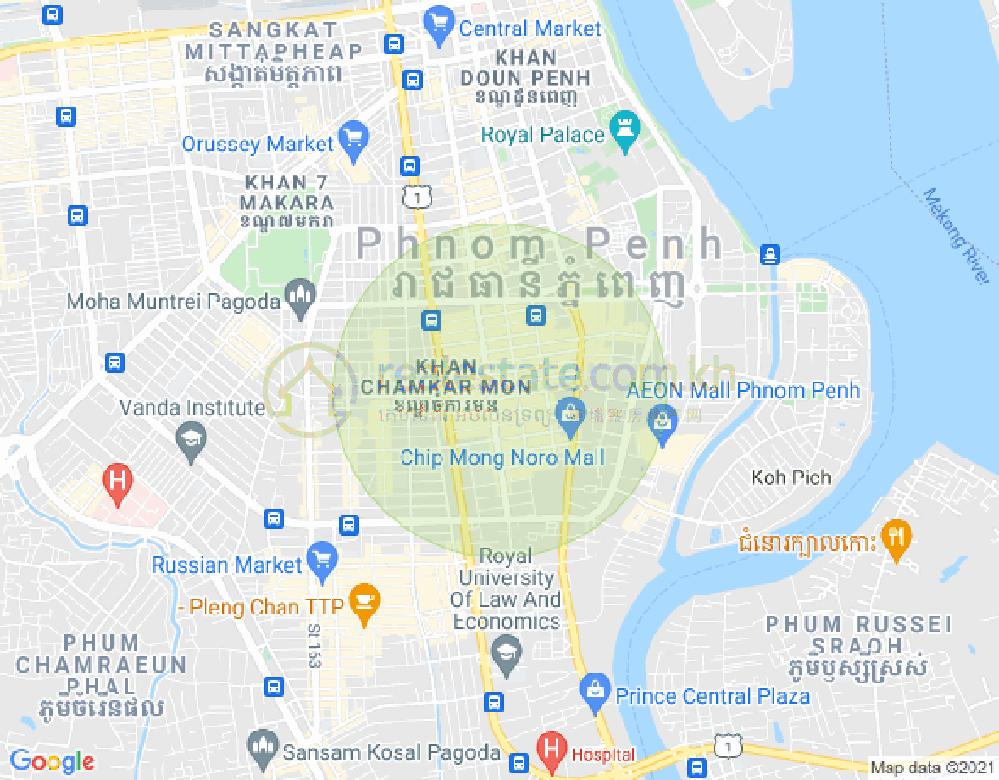 万景岗1分区（BKK1), 波哥堪, 金边地图