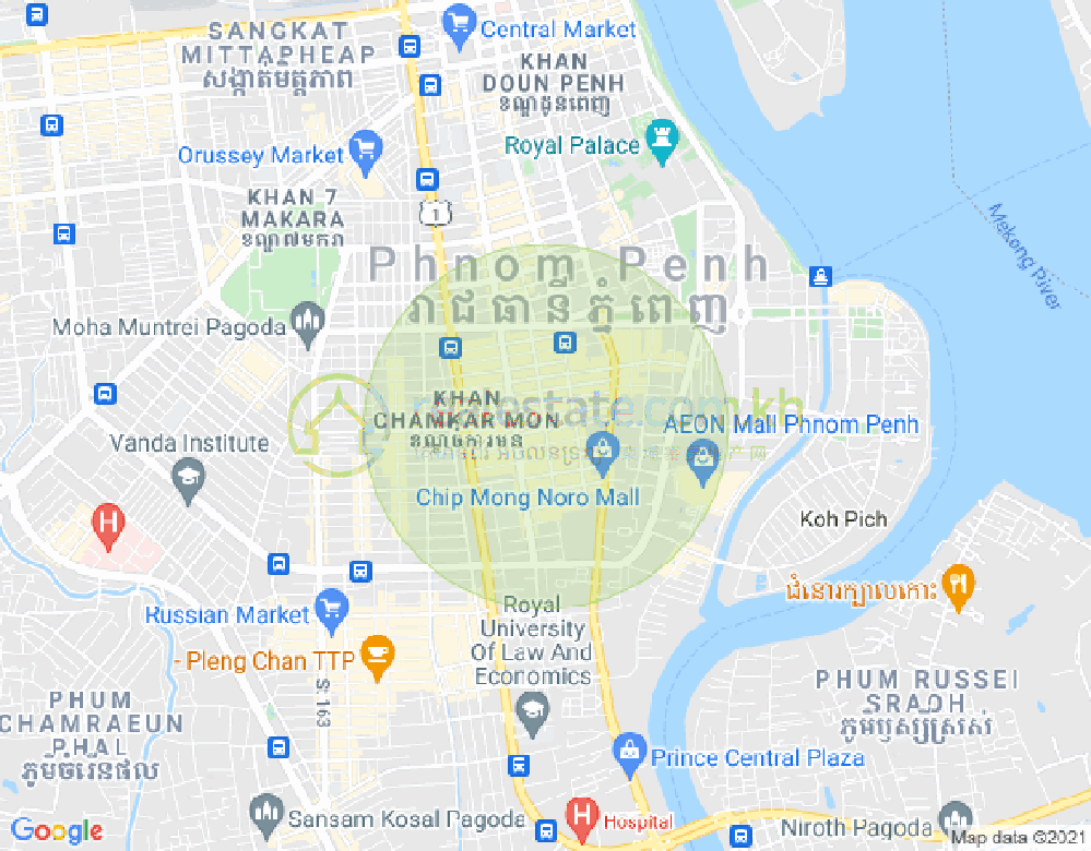 万景岗1分区（BKK1), 波哥堪, 金边地图