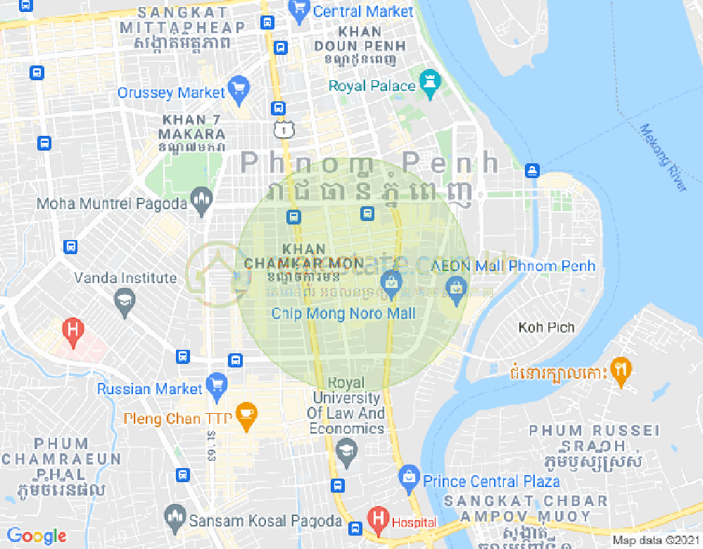 BKK 1, ボンケンコン, プノンペンの地図