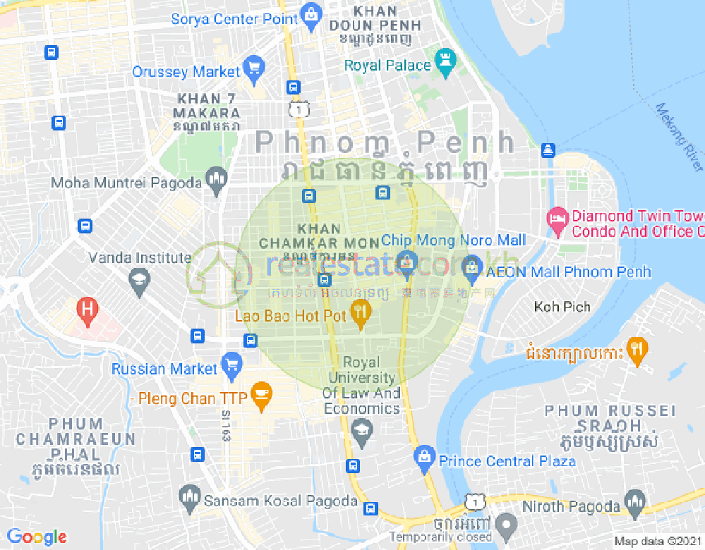 BKK 1, ボンケンコン, プノンペンの地図