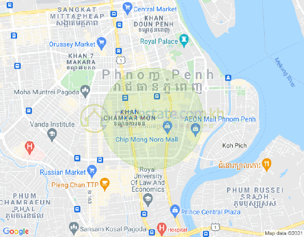 万景岗1分区（BKK1), 波哥堪, 金边地图