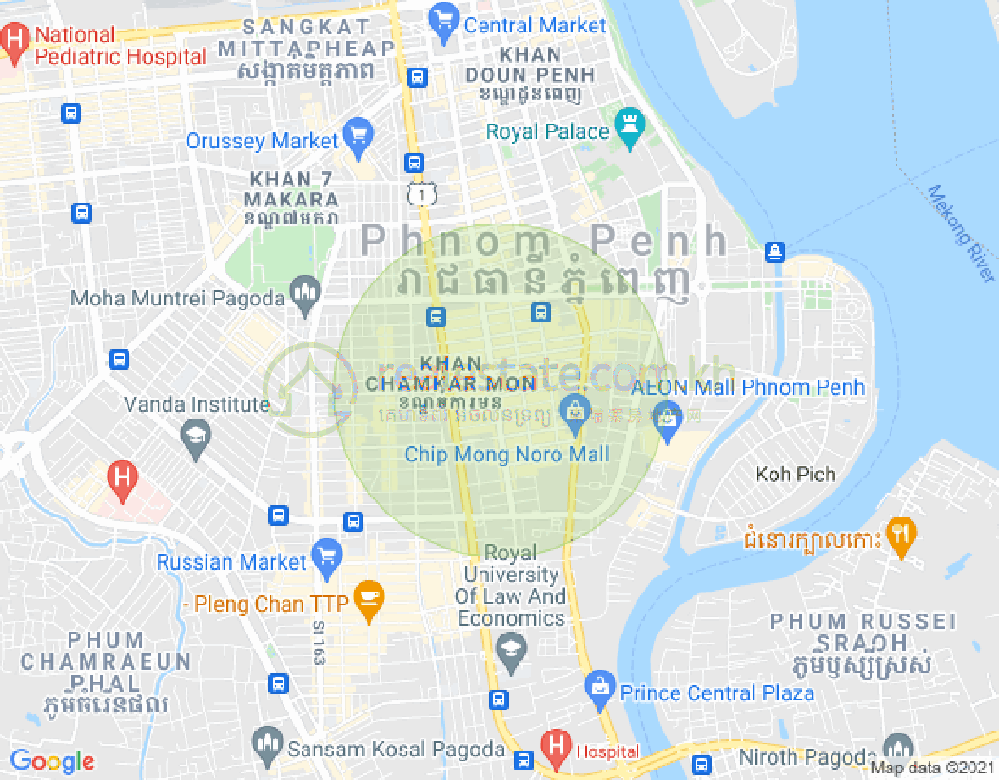 BKK 1, ボンケンコン, プノンペンの地図