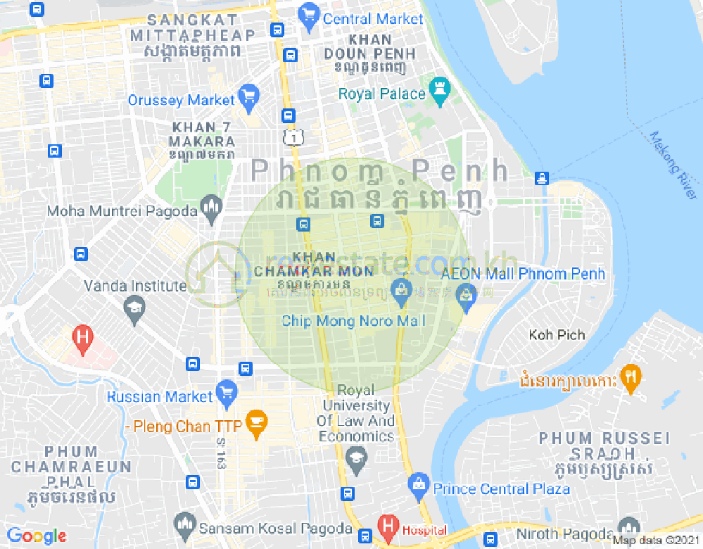 万景岗1分区（BKK1), 波哥堪, 金边地图