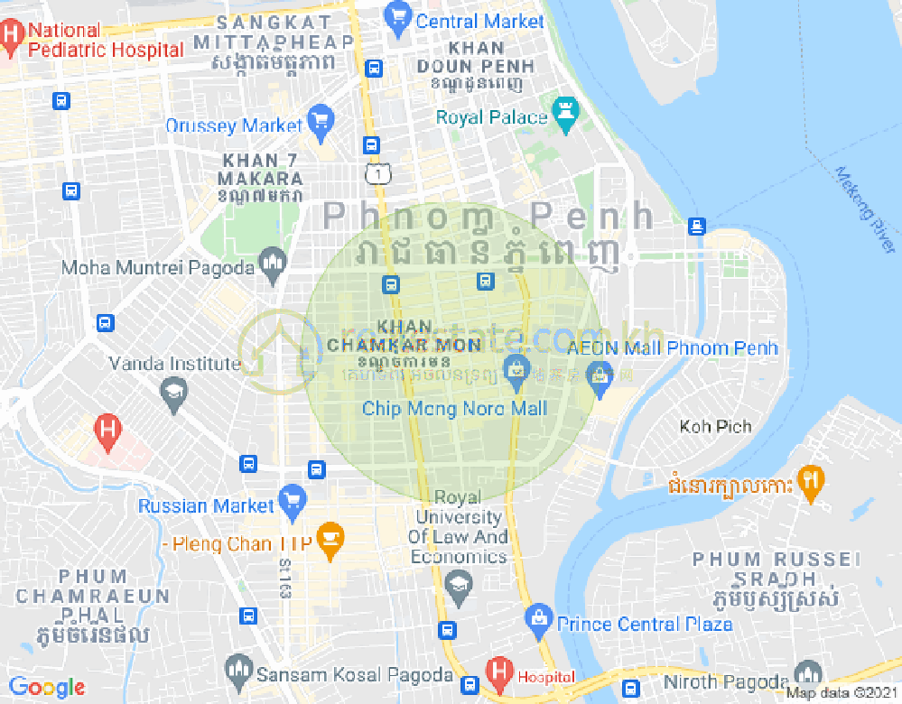 万景岗1分区（BKK1), 波哥堪, 金边地图