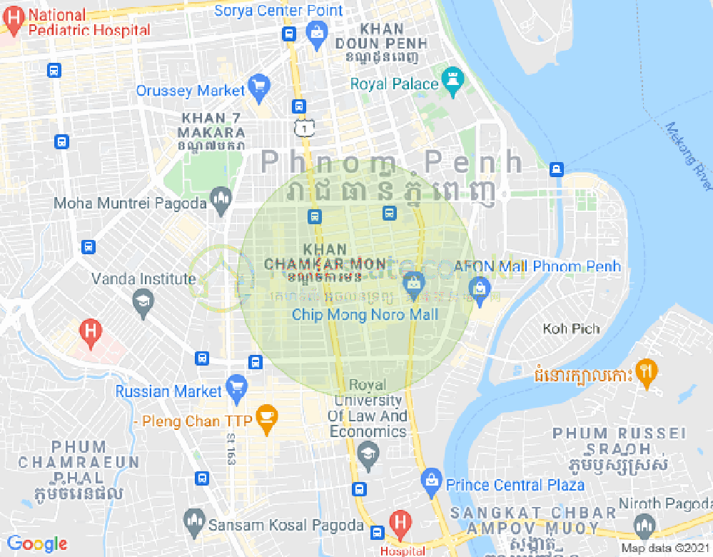 万景岗1分区（BKK1), 波哥堪, 金边地图