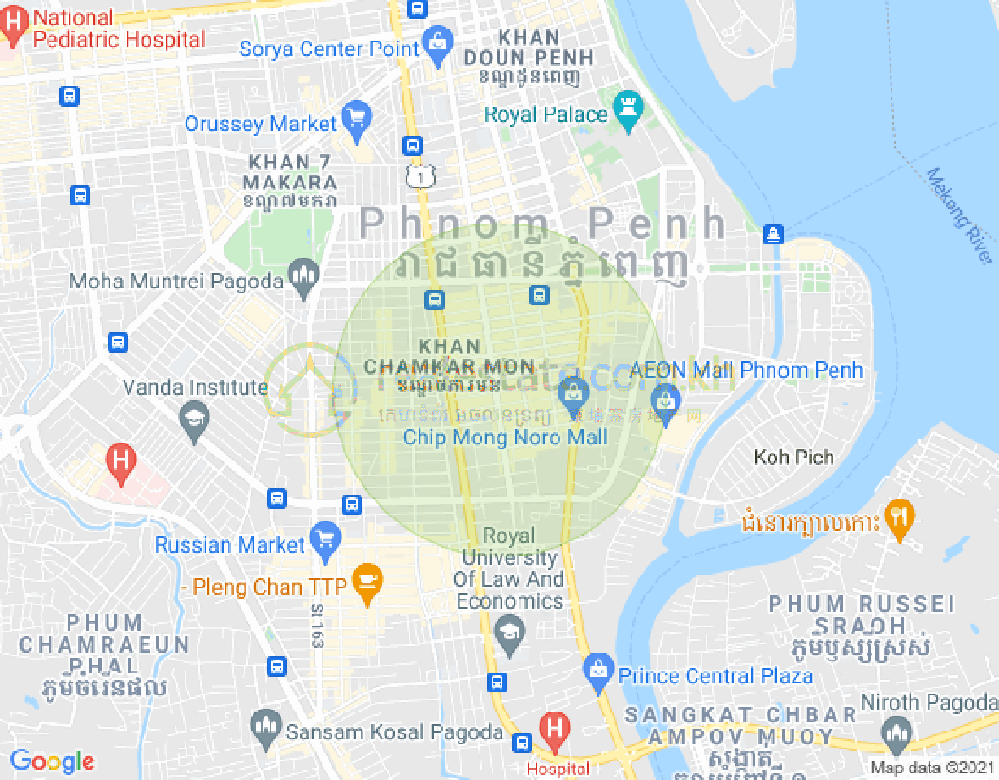BKK 1, ボンケンコン, プノンペンの地図